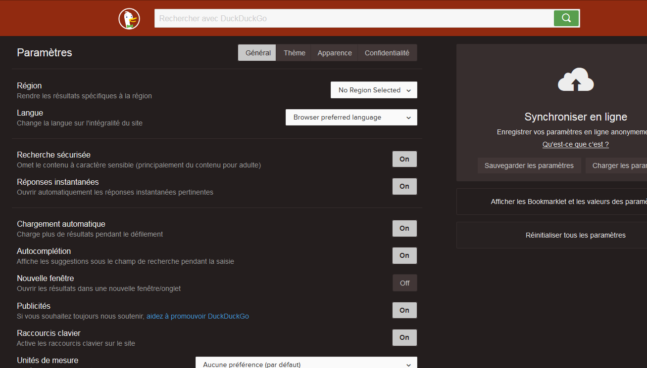 parametres generaux duckduckgo