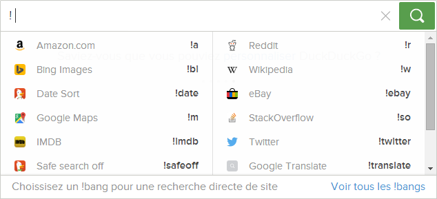 duckduckgo recherche commande bang