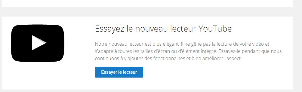 essayer le nouveau lecteur youtube beta