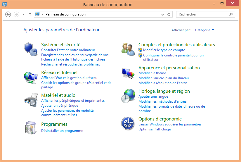 panneau de configuration windows 10