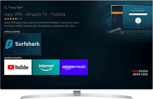 Interface VPN Surfshark Amazon Firestick TV