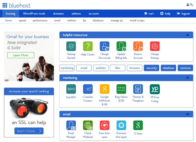 BlueHost cPanel