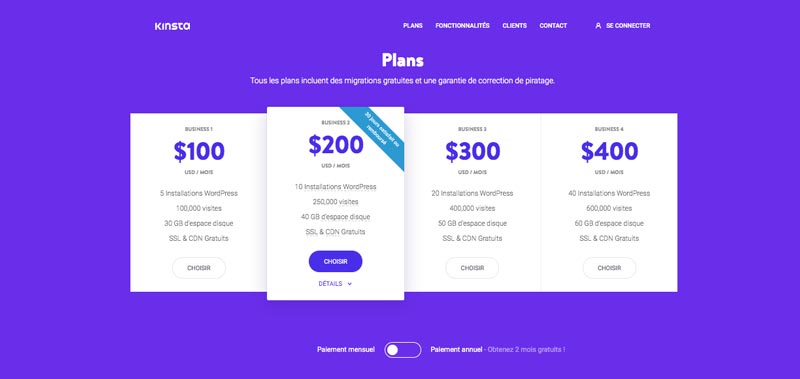 Kinsta Prix Business