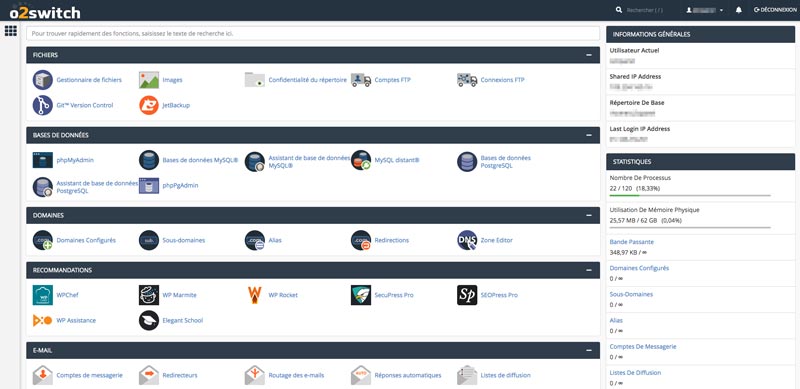 O2switch cPanel