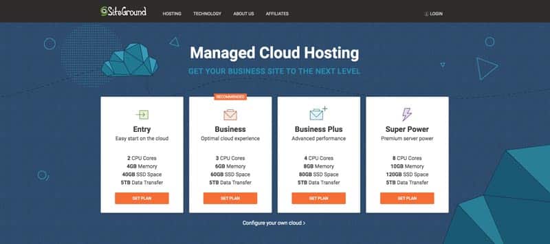 SiteGround Hébergement Web Cloud