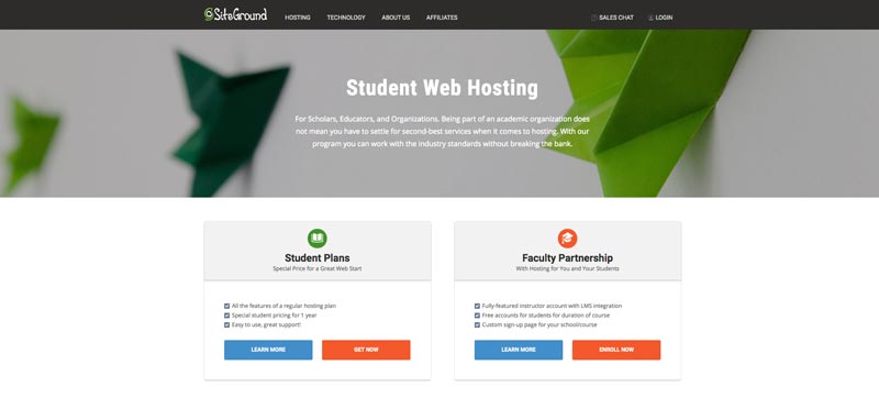 SiteGround Hébergement Web Étudiant