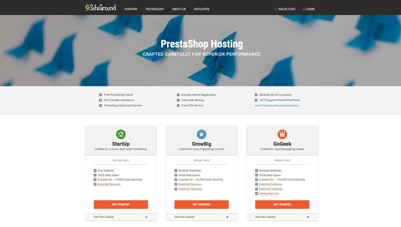 SiteGround Hébergement Web Prestashop