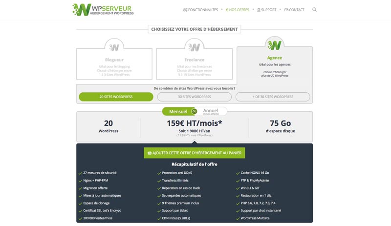 WPServeur Prix Agence