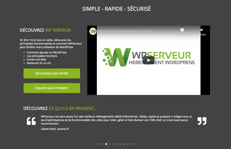 WPServeur Simplicité Utilisation
