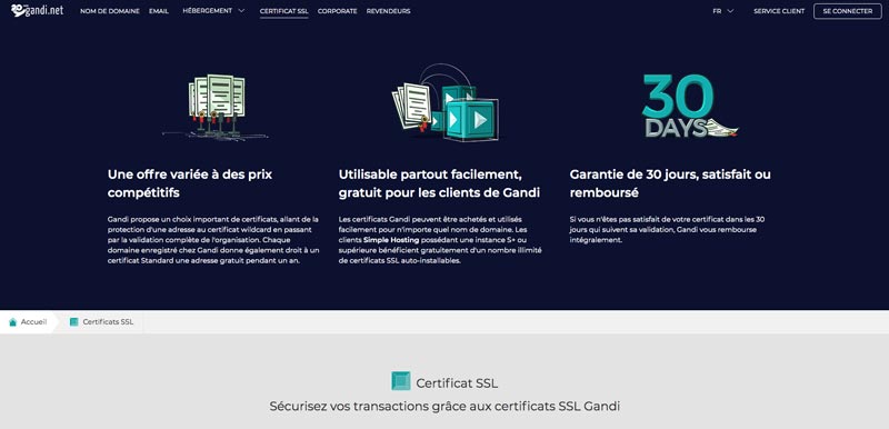 Gandi Sécurité Certificat SSL