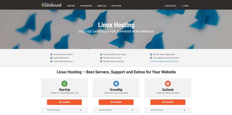 Hébergement Linux Siteground
