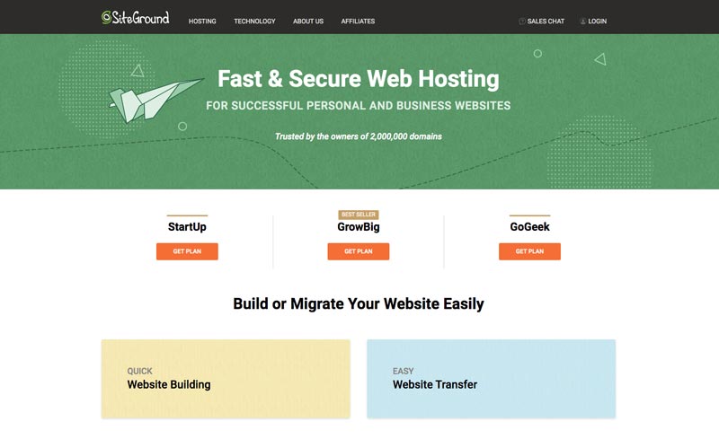 hébergement web pas cher Siteground
